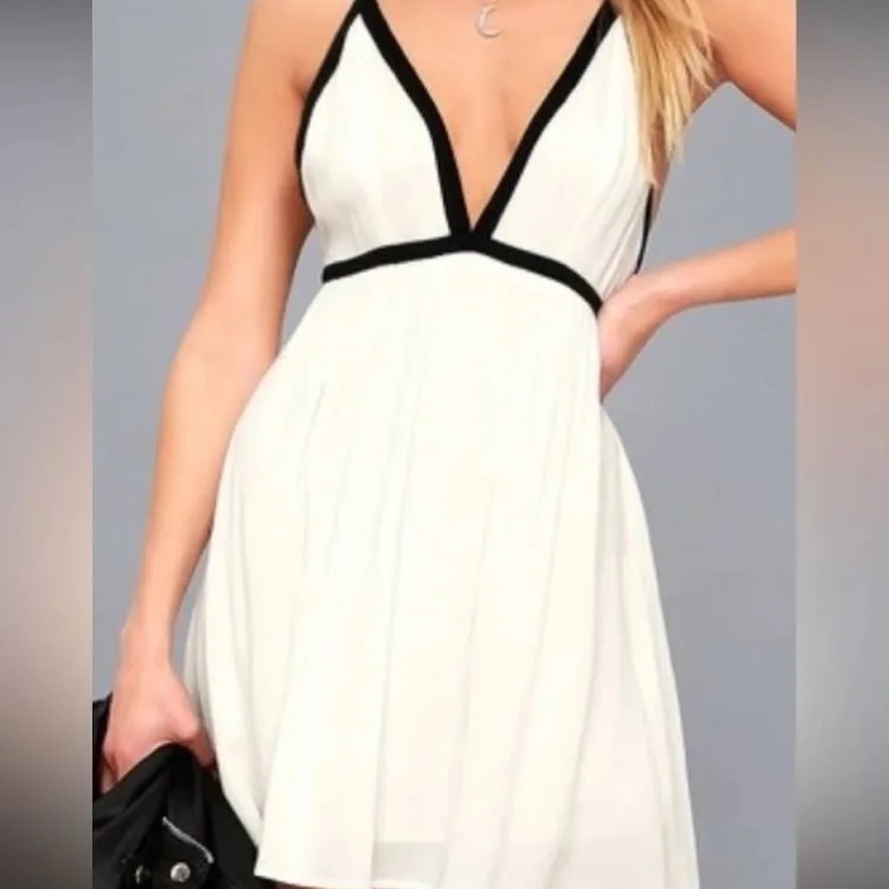 Elegant White and Black Women's Dress